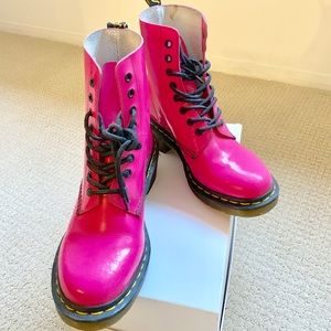 Dr Martens Hot Pink Patent Leather Boots